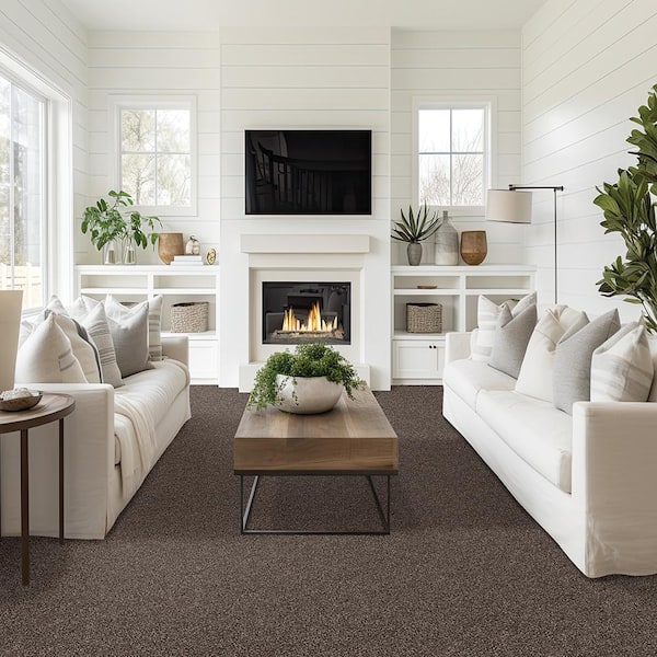 Plush Dreams II - Velvet-Brown 12 ft. 53 oz. Triexta Texture Carpet - Installation Required