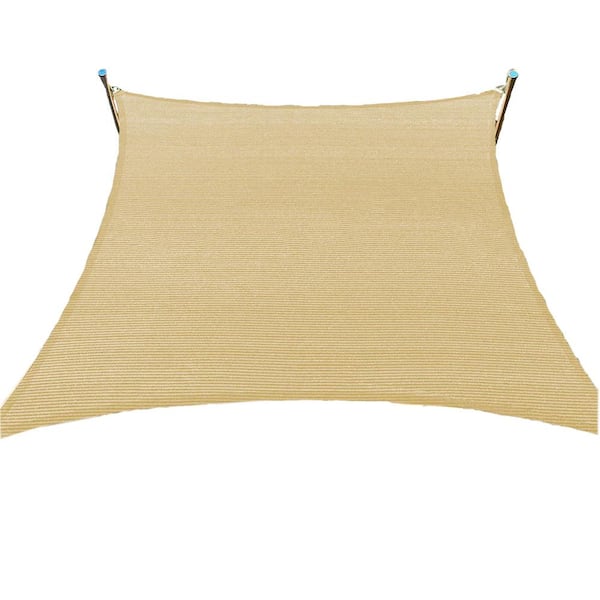 12 ft. x 16 ft. Sand Rectangular Curved Canopy Sun Shade Sail for Patios Backyard Deck
