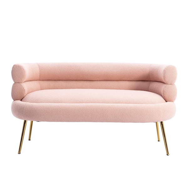 Utopia 4niture Berkley Pink Polyester Accent Leisure Sofa Chair with Golden Feet
