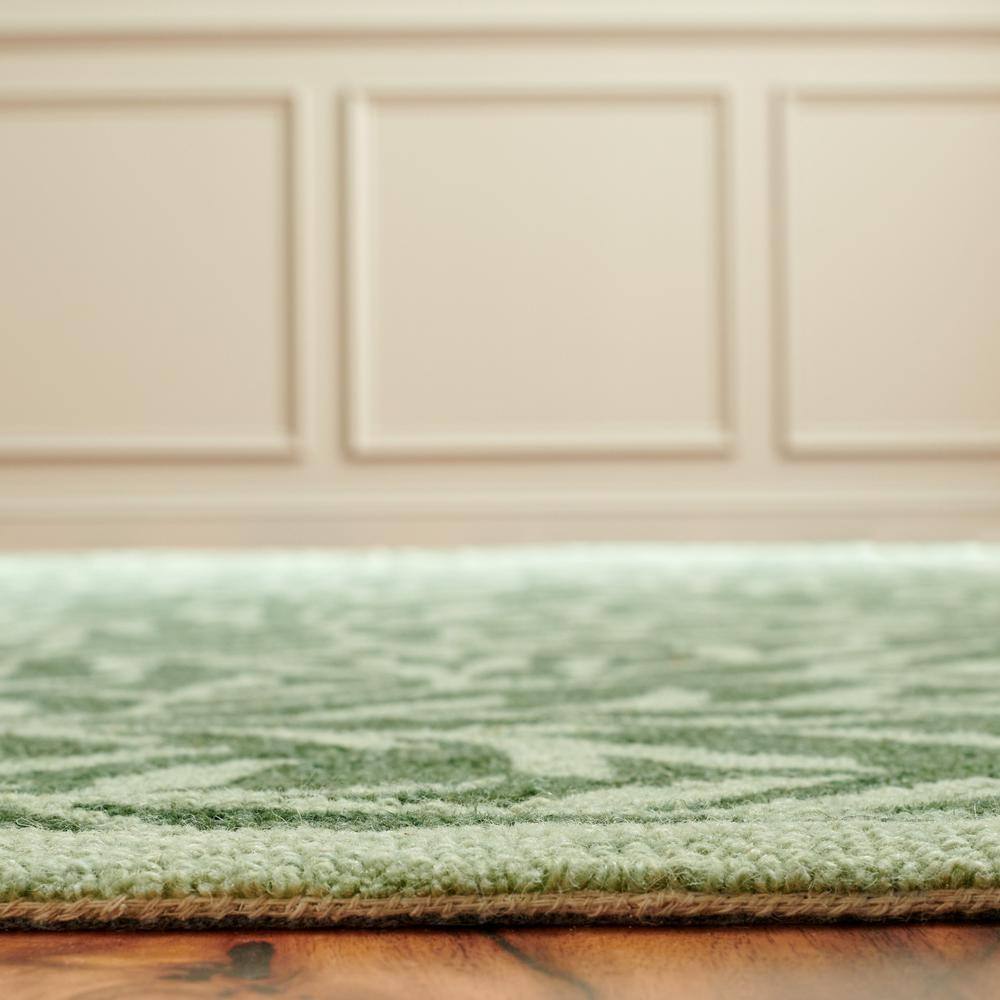 Handmade Green Floral Wool 8' x 10' Area Rug