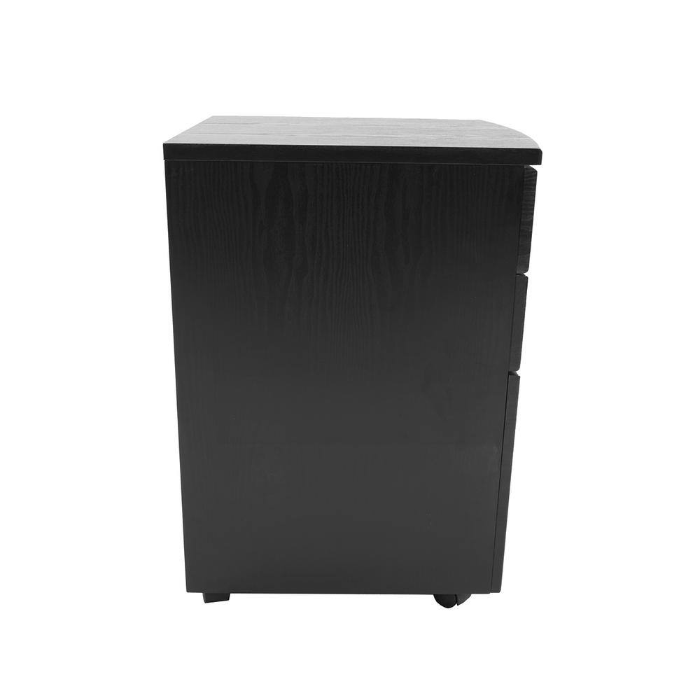 Espresso 3-Drawer Lockable Mobile Filing Cabinet