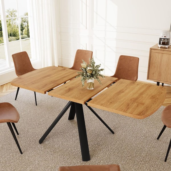 GOJANE Modern 7-Piece Extendable Rectangle Oak MDF Top Dining Room