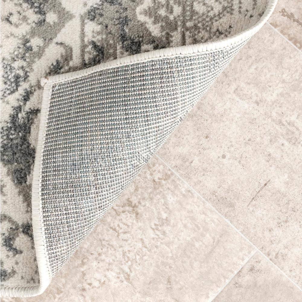 Gray Floral Synthetic Easy Care Rectangular Area Rug