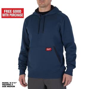 Men's Medium Blue Midweight Cotton/Polyester Long-Sleeve Pullover Hoodie