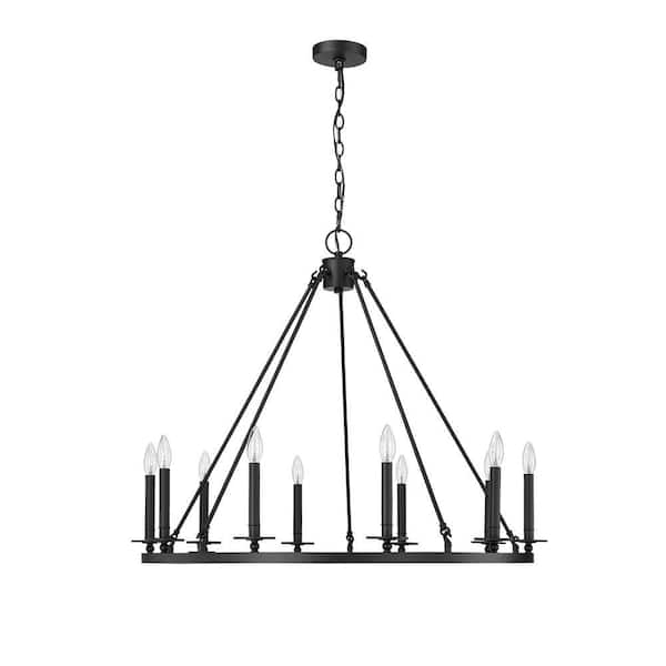 Florence 10-Light 36 in. Matte Black Chandelier