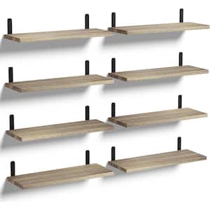 16.5 in. W x 5.8 in. D Carbonized Black Wood Decorative Wall Shelf, Floating Shelf (Set of 8)