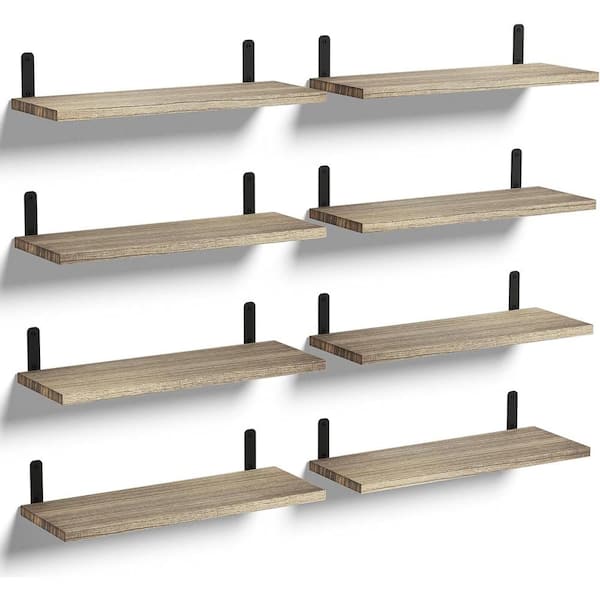 Cubilan 16.5 in. W x 5.8 in. D Carbonized Black Wood Decorative Wall Shelf, Floating Shelf (Set of 8)