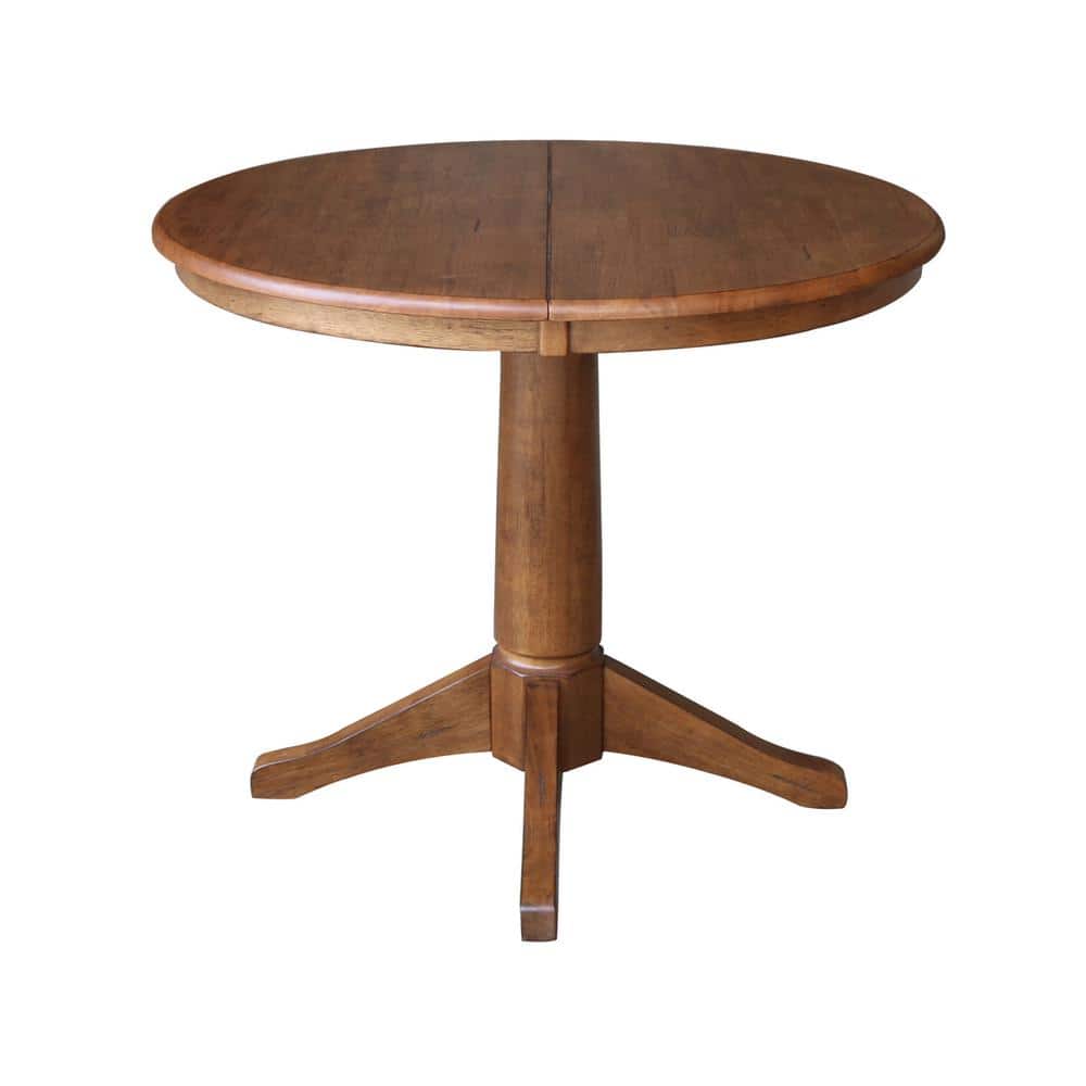 Eco-Friendly Distressed Oak Round Extendable Counter Table