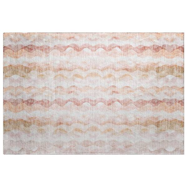 Dream Shag Premium Machine Washable Abstract ADS195 Peach 3 ft. x 4 ft. Area Rug
