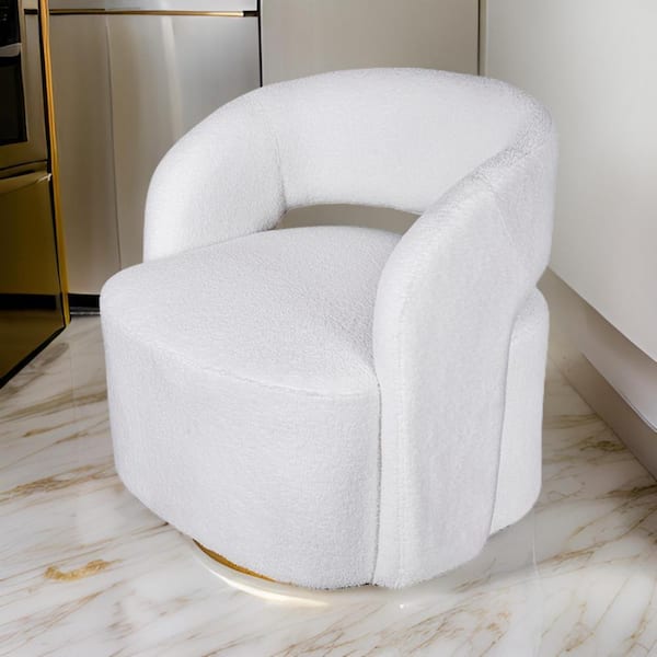 Benjara Xion Cream and Gold Fabric Side Chair with Iron Base