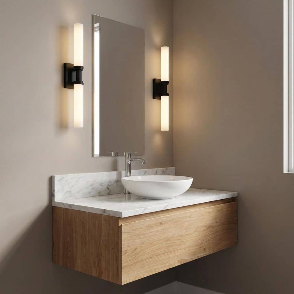 Generation Lighting Coles 24 in. W x 4.5 in. H Midnight Black Modern ...