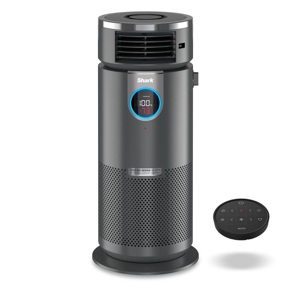 Shark 3-in-1 Tower Air Purifier, Heater and Fan with NanoSeal HEPA, Cleansense IQ, Odor Lock for 500 sq. ft. in Grey HC452 - The Home Depot