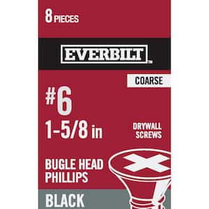 #6 x 1-5/8 in. Phillips Black Bugle Head Drive Drywall Screw (8-Piece)