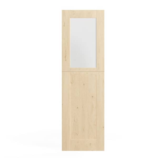 30 in. x 80 in. Half Lite Clear Glass Pine Wood Interior Dutch Door, Split Door Slab with Quick Assemble Jamb & Hinge