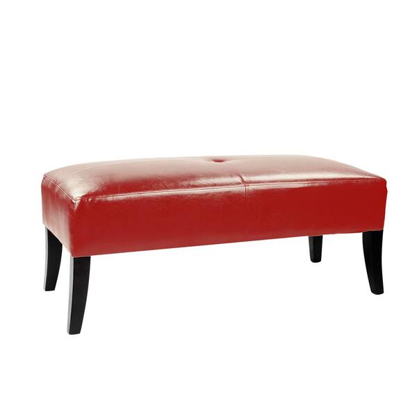 CorLiving Antonio 46 in. Wide Bench in Red Bonded Leather