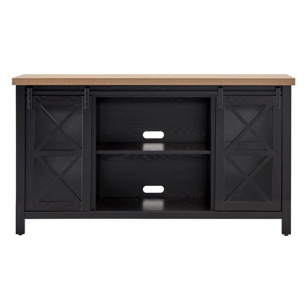 Clementine Black Grain & Golden Brown Metal TV Stand for 70-in TVs