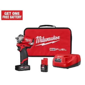M12 FUEL 12V Lithium-Ion Brushless Cordless Stubby 3/8 in. Impact Wrench Kit with One 4.0 and One 2.0Ah Batteries