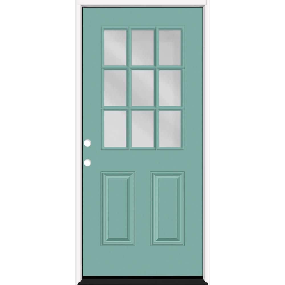 Reliant 32 in. x 80 in. 2P Halflite 9L SDL Clear Glass RHIS Quarry Finish Fiberglass Prehung Front Door w/6-9/16 Jamb price history on PriceWatchPro
