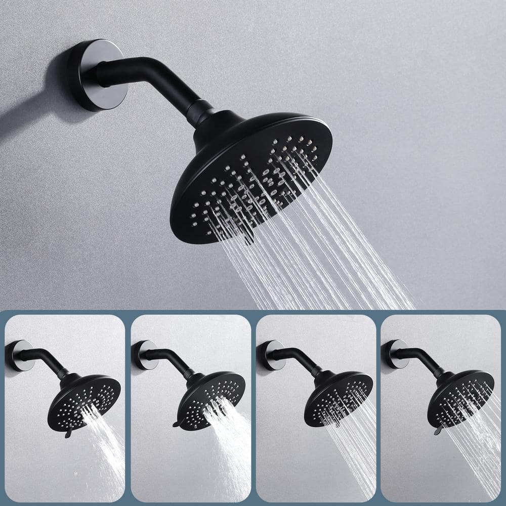Matte Black Single Handle 5-Spray Wall Mounted Shower Faucet