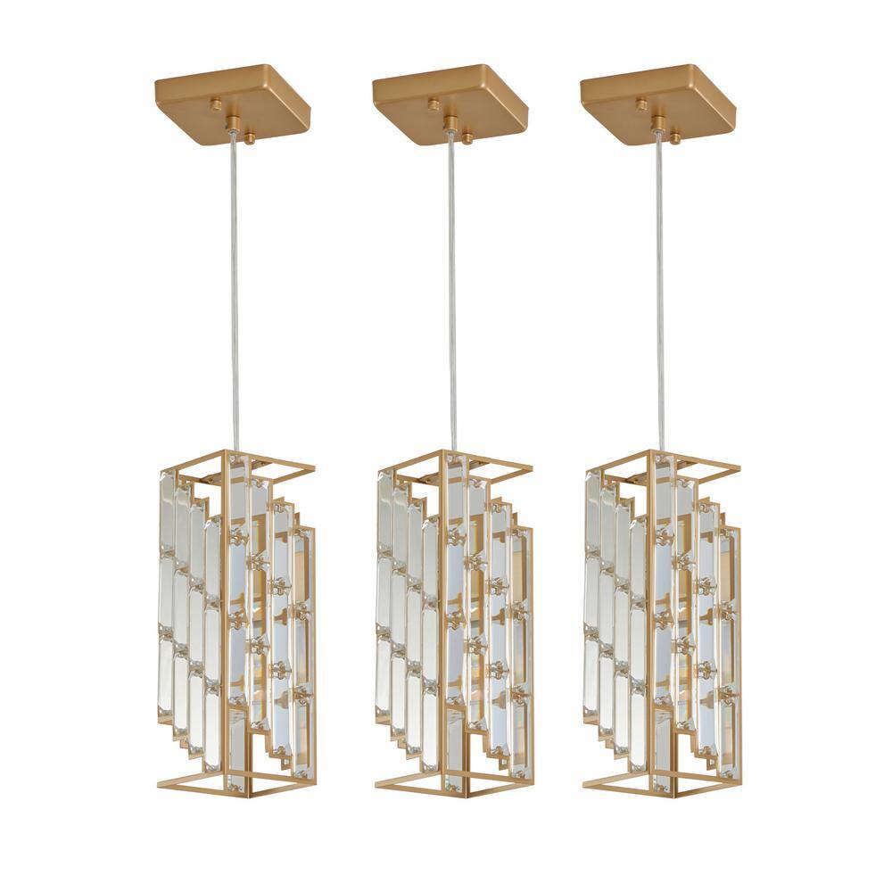 Modern 1-Light Gold Crystal Pendant Light Adjustable Chandelier for Kitchen Island, No Bulbs Included (3-Pack) price history on PriceWatchPro