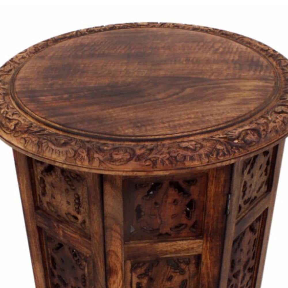 Elegant Dark Chocolate Mango Wood 18" Folding Accent Coffee Table