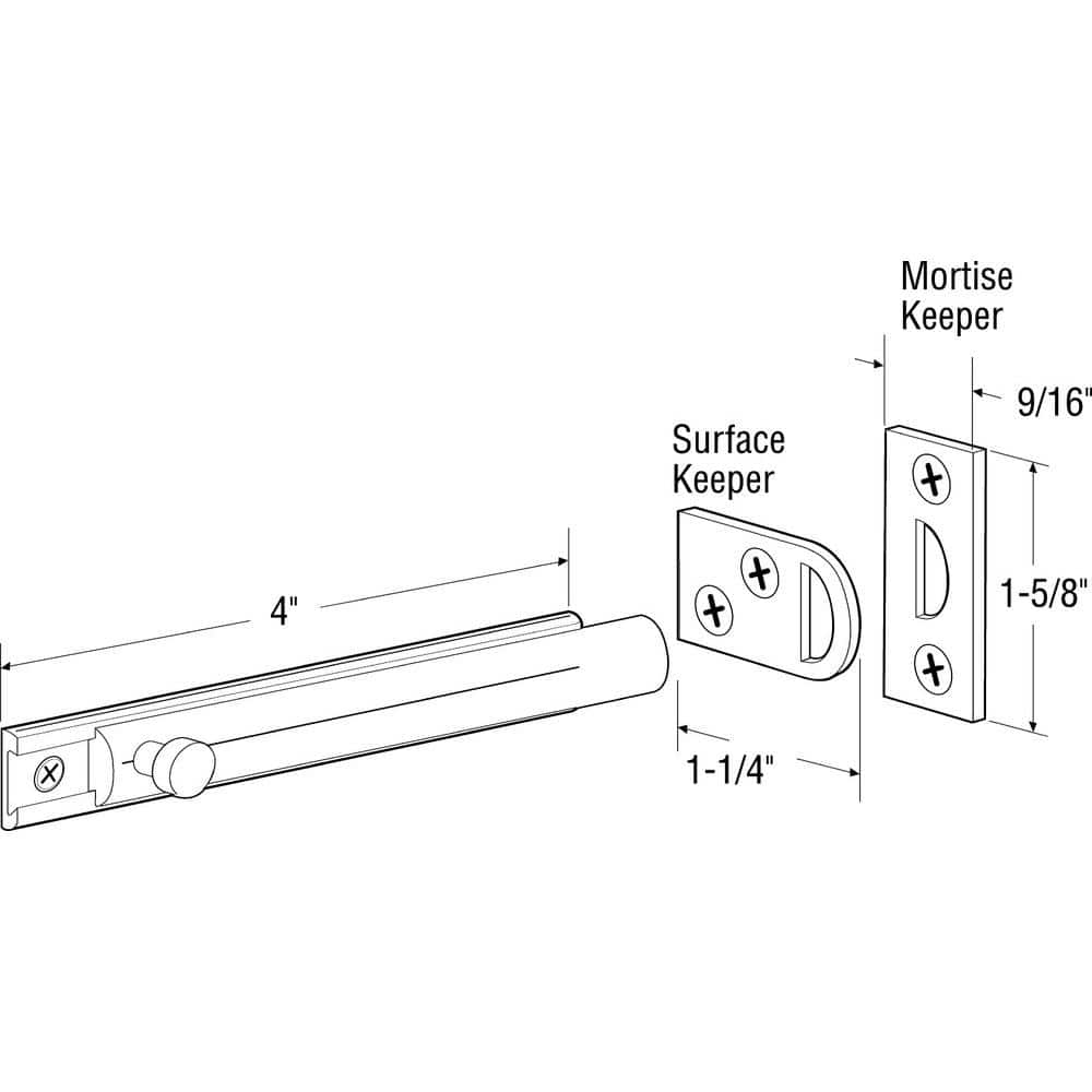 Satin Nickel 4-Inch Slide Bolt and Keeper