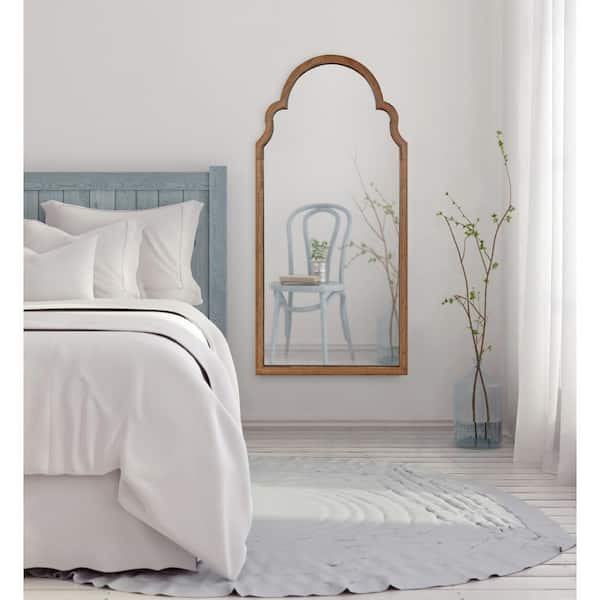 48.00 in. H x 24.00 in. W Hogan Farmhouse Arch Framed Rustic Brown Accent Wall Mirror