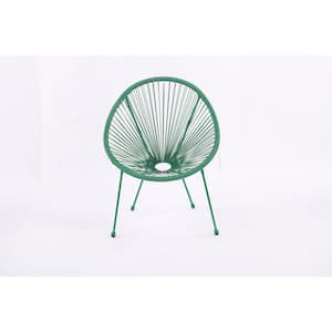 3 Pieces Green Classic Patio Bistro Conversation Set with Side Table PE Rattan Chair Set Outdoor Furniture