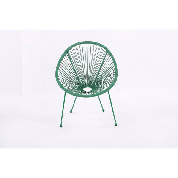 HOTEBIKE 3 Pieces Green Classic Patio Bistro Conversation Set with Side Table PE Rattan Chair Set Outdoor Furniture