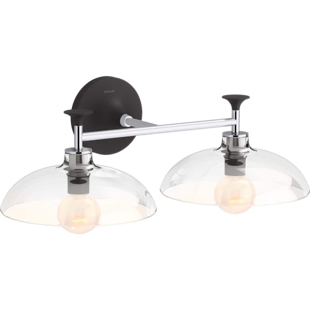 20" Polished Chrome and Matte Black Outdoor Sconce