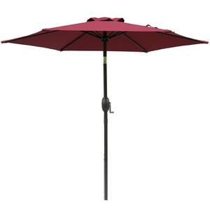 7.5 ft. Aluminum Outdoor Patio Umbrella with Hand Crank Lift in Red