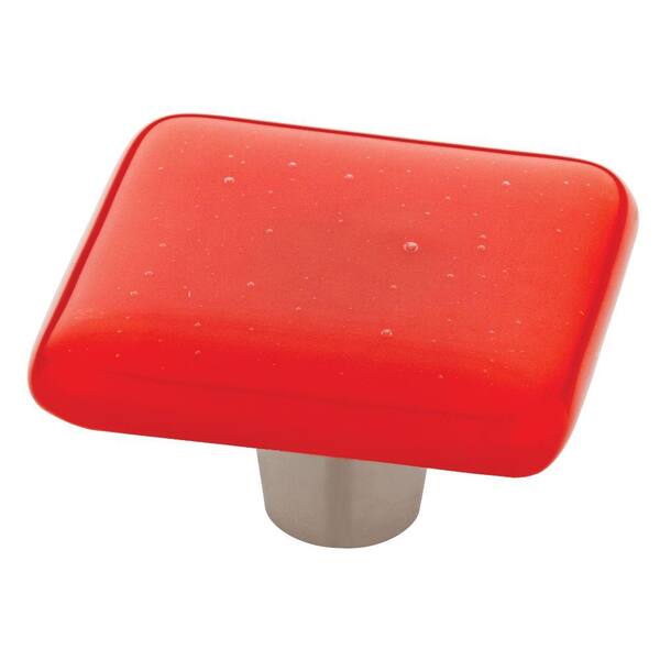 Homegrown Hardware by Liberty 1-1/2 in. Tomato Opaque Square Glass Cabinet Knob
