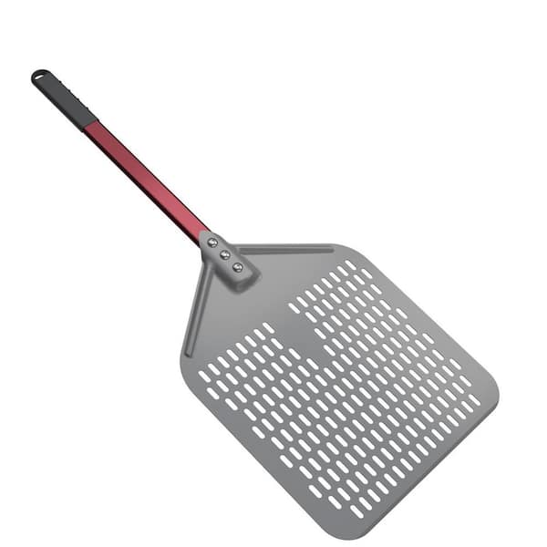 Perforated Silver Pizza Peel Non-Stick Aluminum Alloy Pizza Oven Accessory with Long Ergonomic Handle 1 Piece