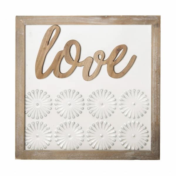 HomeRoots 12 in. Charlie Metal Brown and White Wall Decor