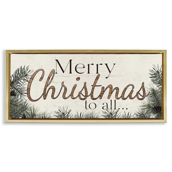 Stupell Industries Woodland Christmas Typography by Susie Boyer 1-Piece Floater Frame Graphic Print Typography Art Print 31 in. x 15 in.