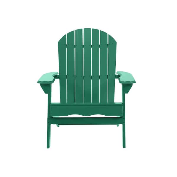 AUTMOON Outdoor Folding Wood Adirondack Chair, Patio Seat, Weather Resistant, Green