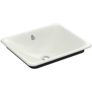 Iron Plains 18" Square Drop-in/Undermount Cast Iron Bathroom Sink in Dune with Black Painted Underside