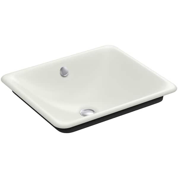 KOHLER Iron Plains 18" Square Drop-in/Undermount Cast Iron Bathroom Sink in Dune with Black Painted Underside