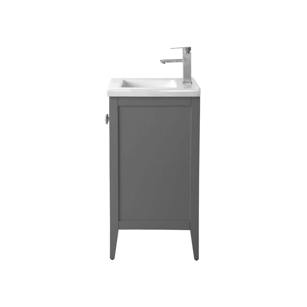 Gray Freestanding Single Bathroom Vanity with Ceramic Top
