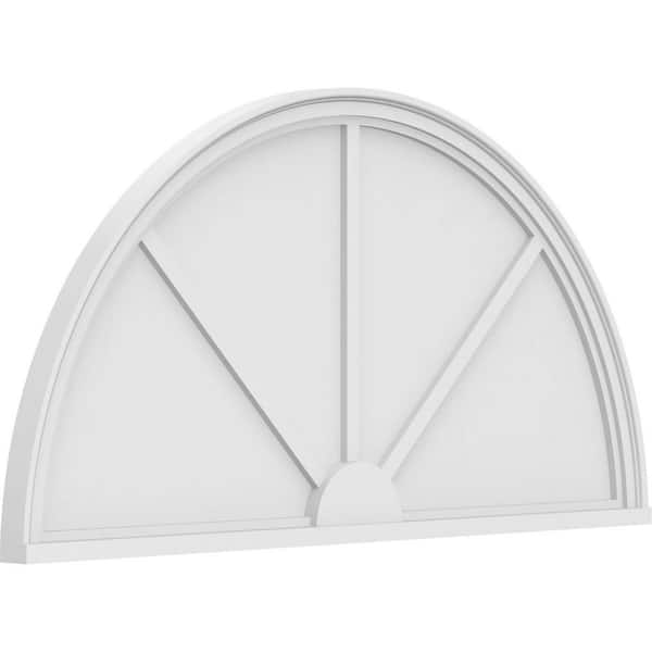 Ekena Millwork 50 in. W x 25 in. H x 2 in. P Half Round 3 Spoke Signature Urethane Pediment, Primed Tan
