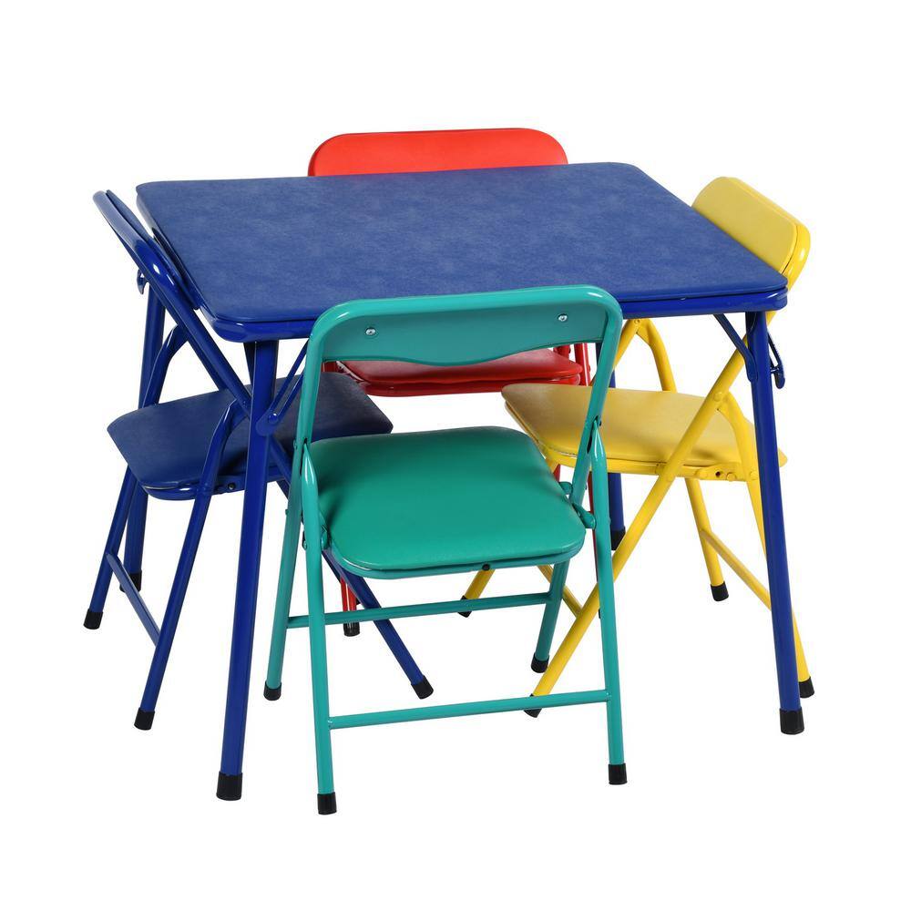 Vibrant Multicolor Kids Folding Table and 4 Chairs Set