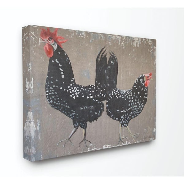 Stupell Industries "Black Roosters Farm Animal Painting" by Suzi Redman Canvas Wall Art 48 in. x 36 in.