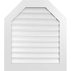 30 in. x 34 in. Octagonal Top Surface Mount PVC Gable Vent: Functional with Standard Frame