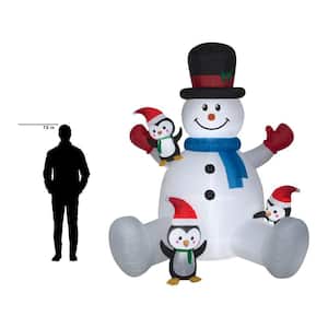 9.5 ft Snowman With Penguins Holiday Inflatable