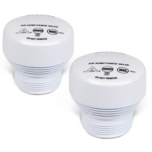White Air Admitance Valve 1-1/2 in. MIP, with 20 DFU Branch/8 DFU Stack (2 Pack)