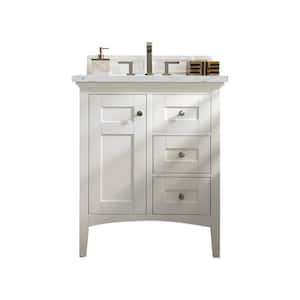 Palisades 30 in. W x 23.5 in. D x 35.3 in. H Bathroom Vanity in Bright White with Ethereal Noctis Quartz Top