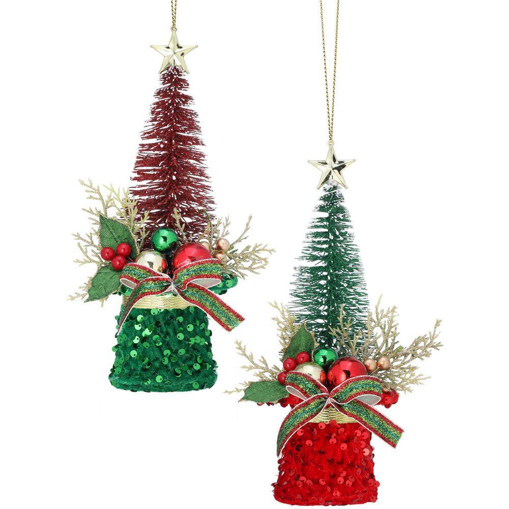 10 in. Bottlebrush Tree With Trim Ornament (Set of 2) price history on PriceWatchPro