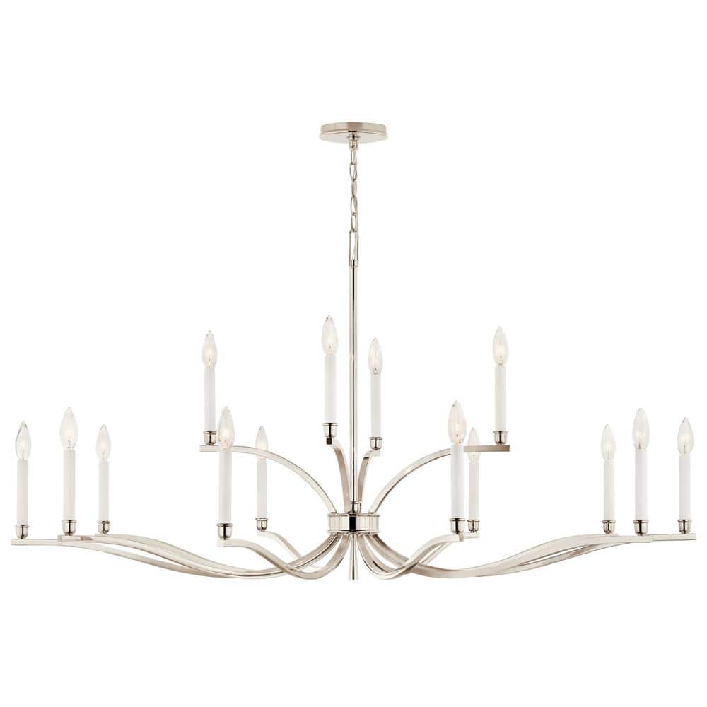 Polished Nickel 14-Light Taper Candle Chandelier