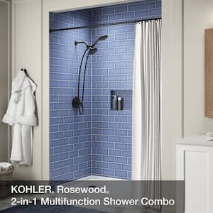 Rosewood 6-Spray Patterns 1.75 GPM 4.93 in. Wall Mount Dual Shower Heads in Matte Black