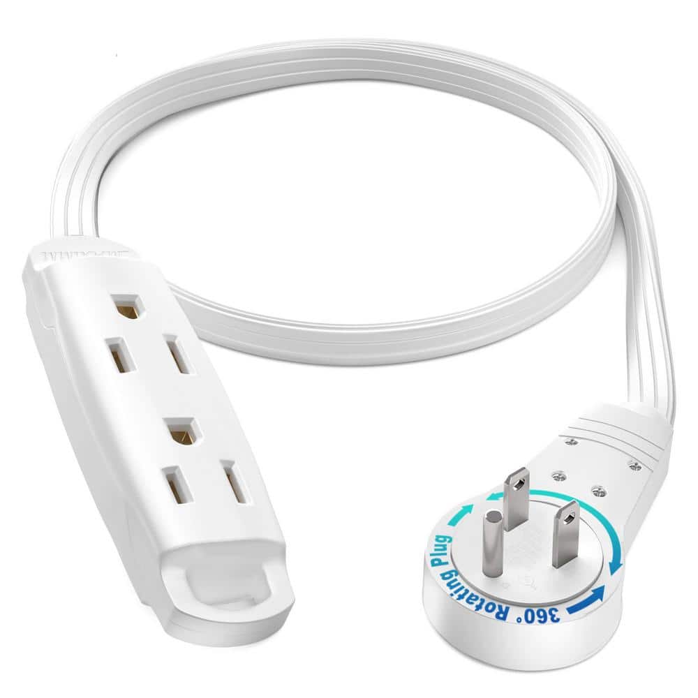 1 ft. 16/3 Light Duty Indoor Extension Cord 360° Rotating Flat Plug 2-Sided with Loop, White price history on PriceWatchPro